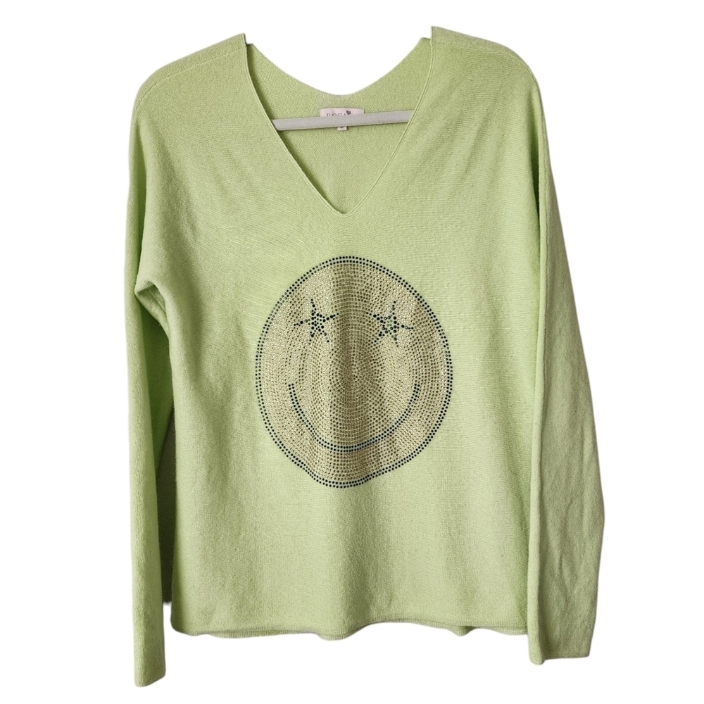 ROSA VON SCHMAUS 100% Cashmere sweater bling starry-eyed knit sweater‎ in lime M